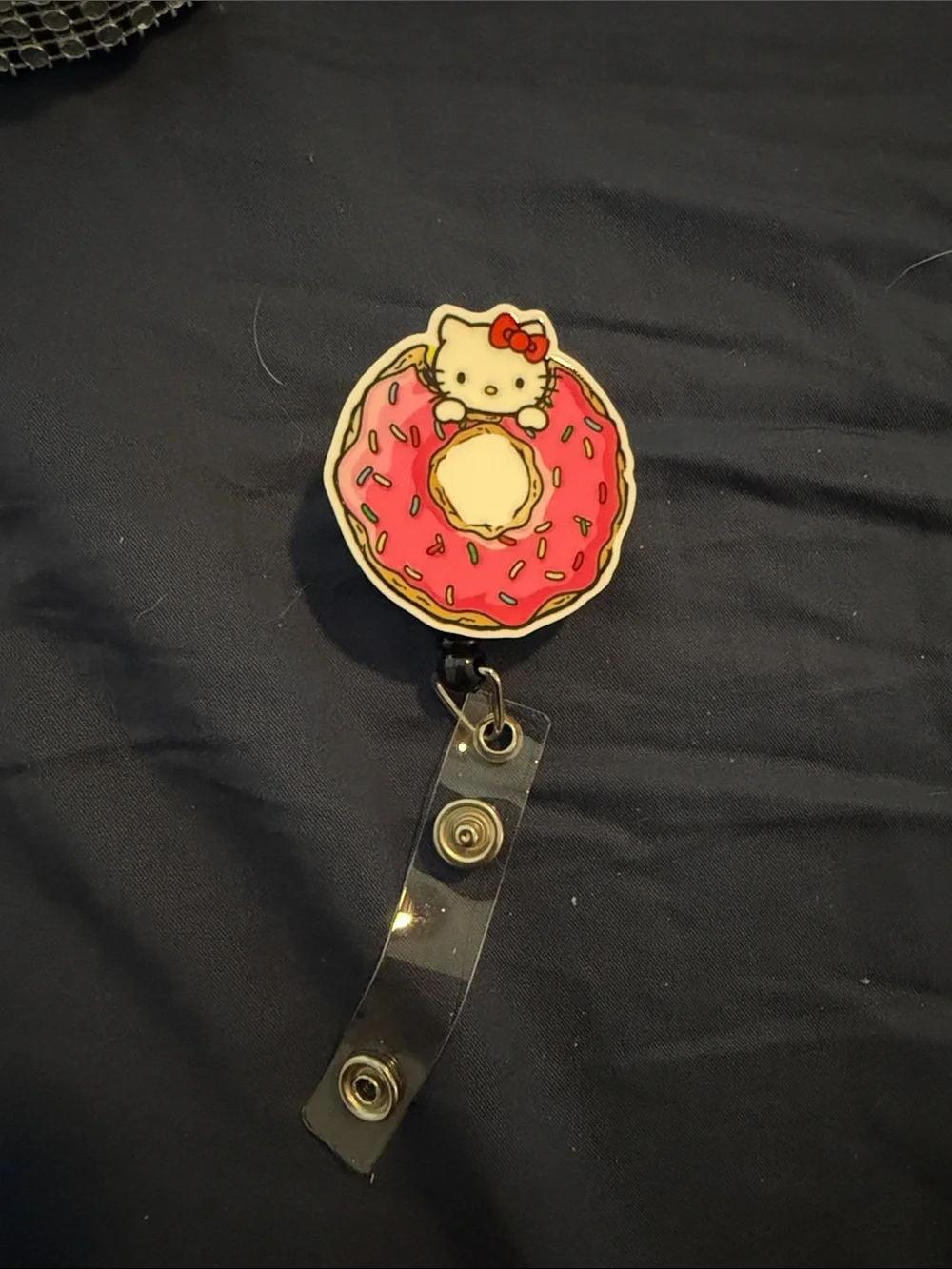 Hello Kitty Pink Donut Retractable Card Holder